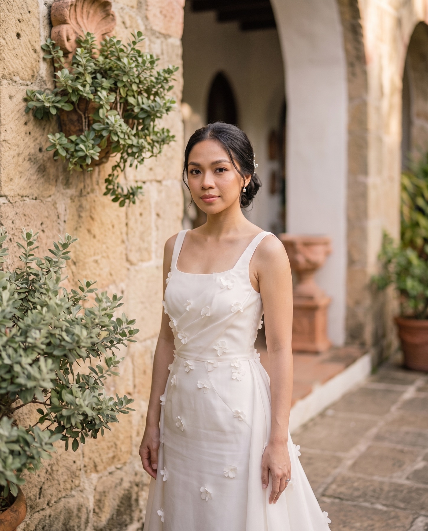 Dags in her wedding gown