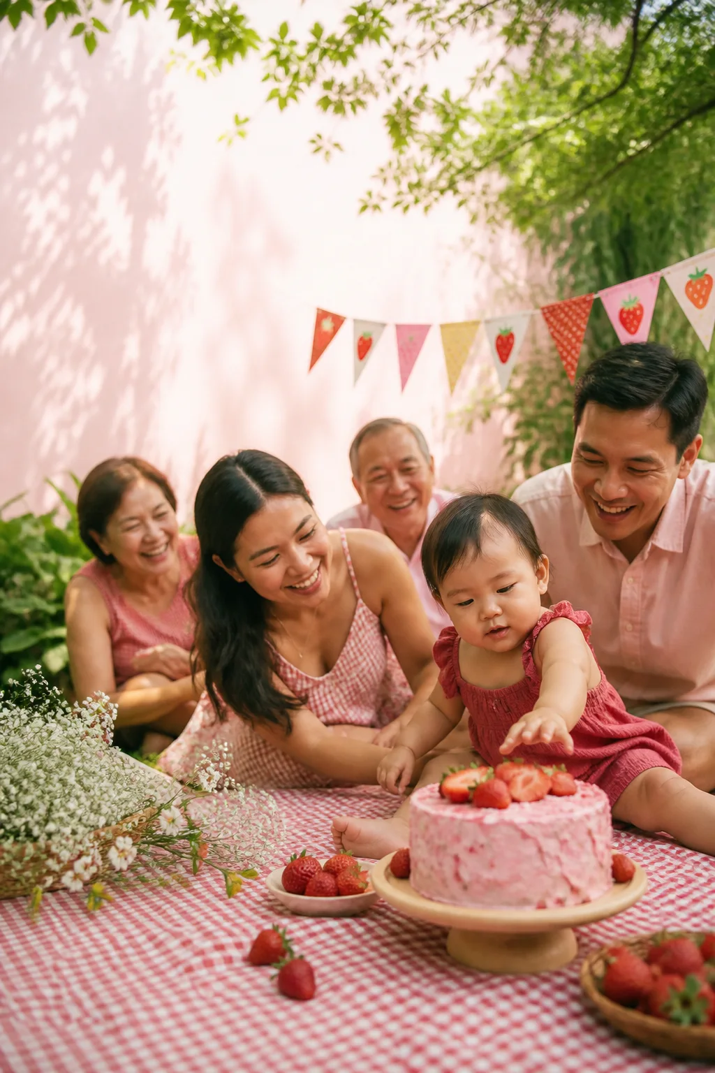 Mila celebrating with family