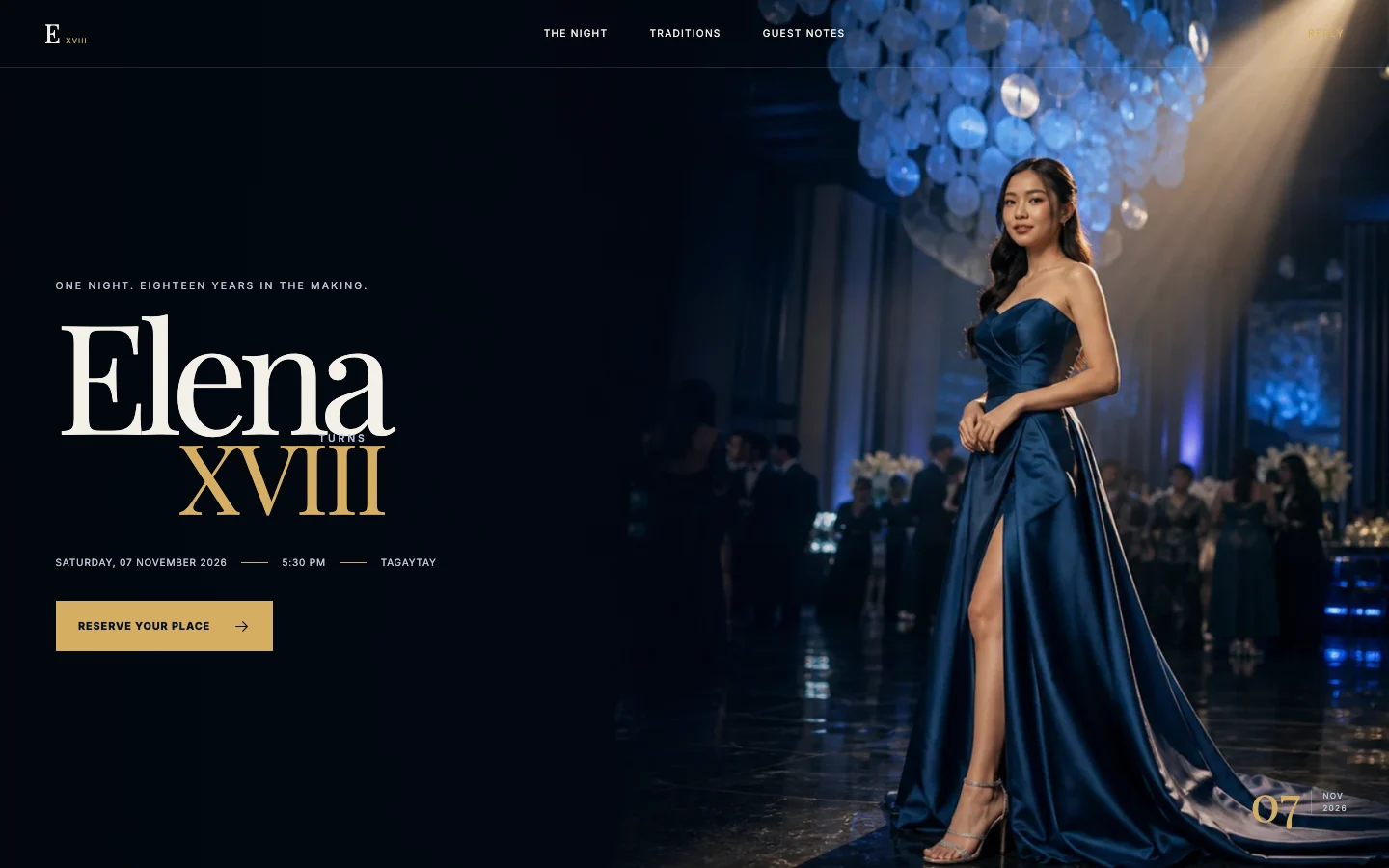 Golden Eighteen debut template homepage
